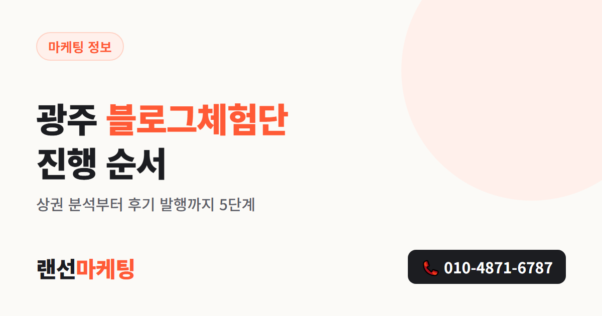 광주 블로그체험단 진행 순서 - 상권 분석부터 후기 발행까지